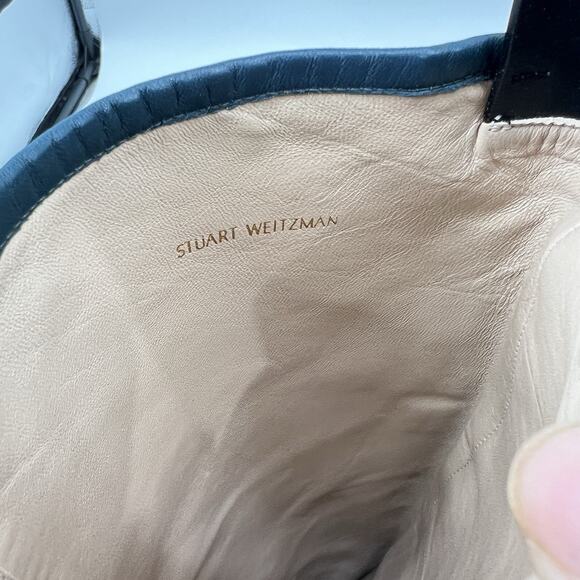 Stuart Weitzman Charlie Leather Knee-High Heeled Boots Women's 6.5 Green EUC - Picture 13 of 15